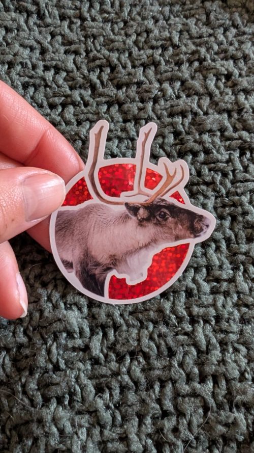 Sticker Renne à Paillettes Rouges