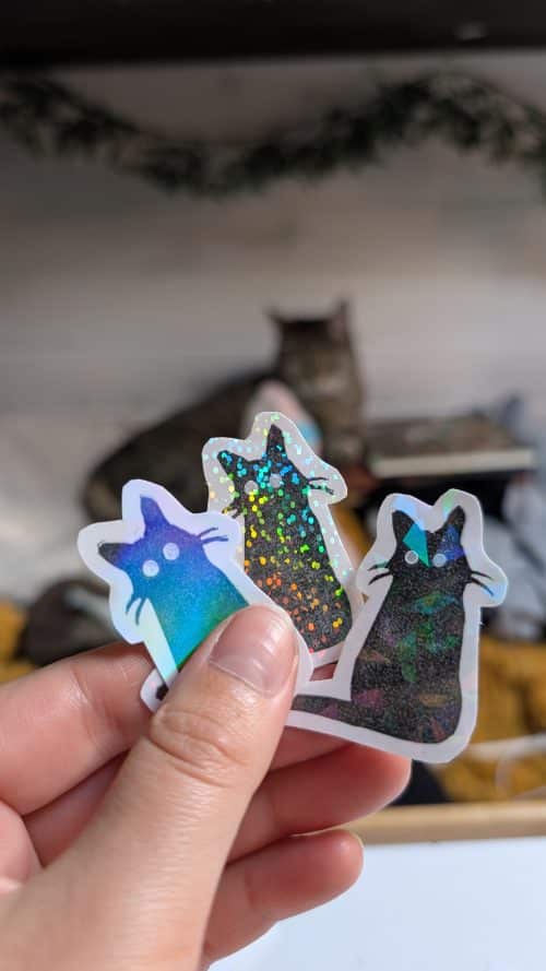 Stickers Chats - Linogravure, imprimés à la main