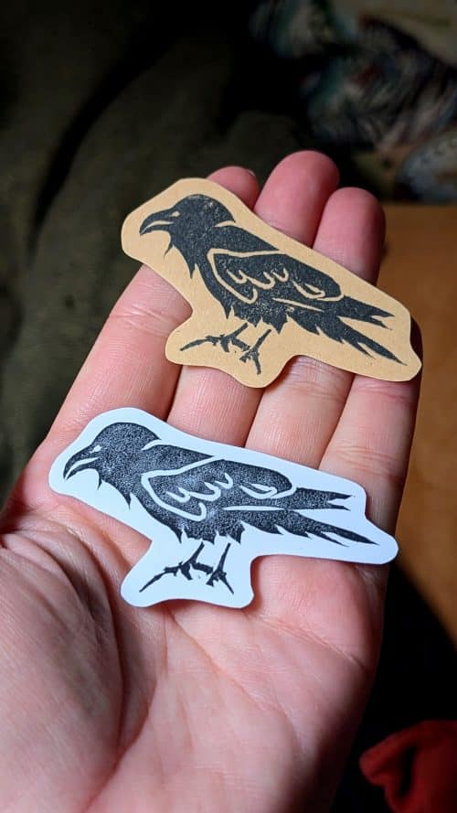 Stickers Corbeaux - Linogravure - imprimés à la main