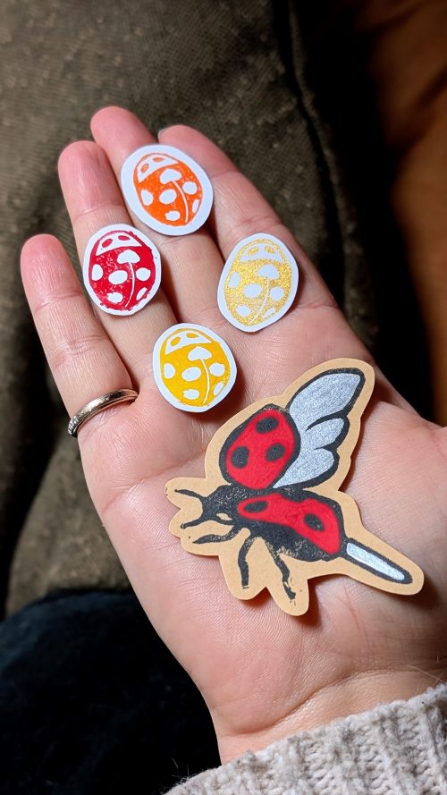 Lot de Stickers Coccinelles Linogravure